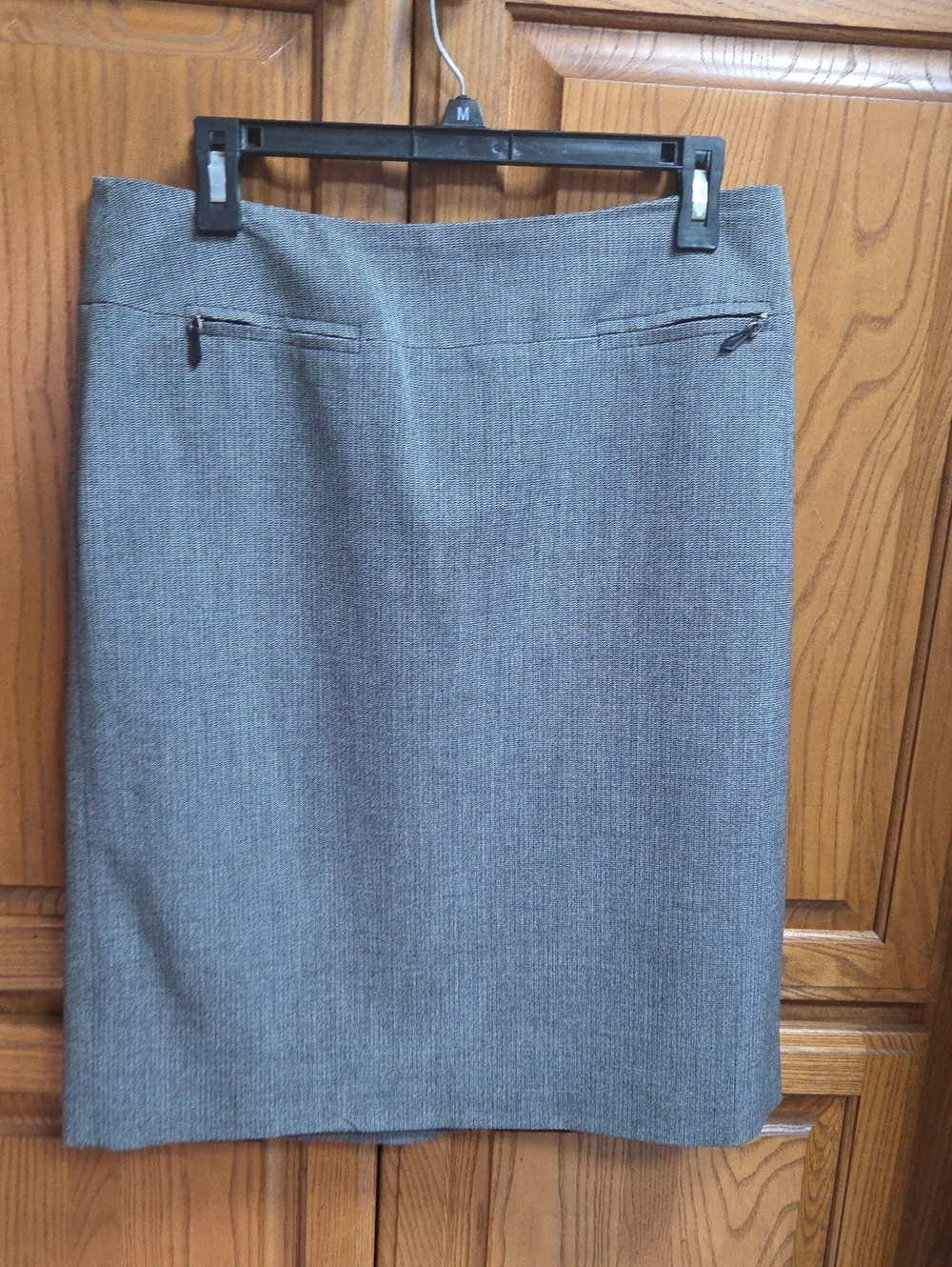 Apostrophe Heather Gray Pencil Skirt with Zip Accents